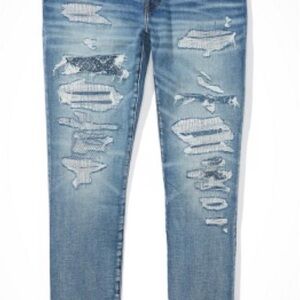 American Eagle Outfitters Light Blue Distressed Skinny Jeans 26x28